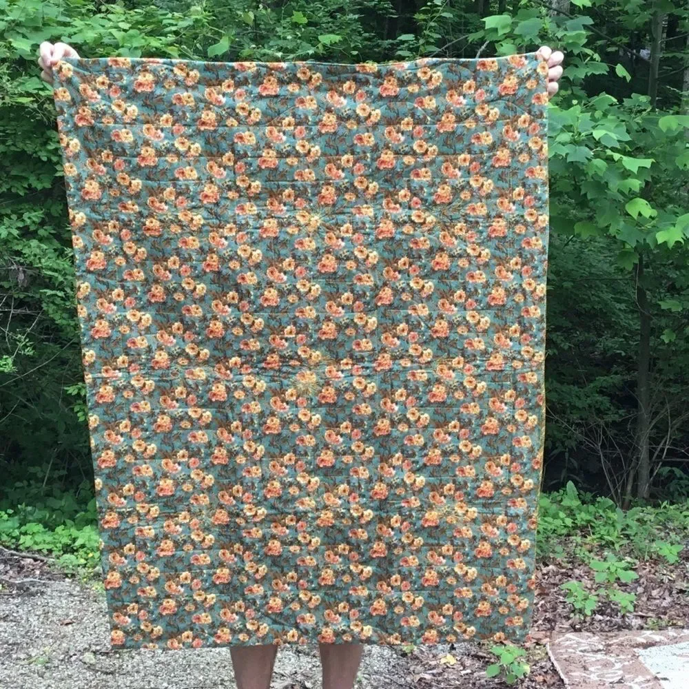 NWT. Hand Crafted Yellow Flower Quilt
